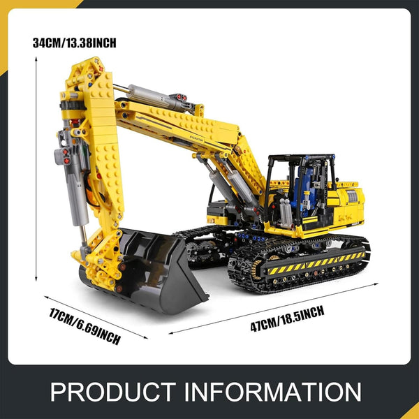 Mould King 13112 Remote Control Excavator Building Toy, APP Control Digger Kits Gift for Assembly Toy Collection Fans,Yellow