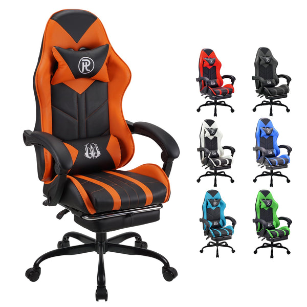 Play haha.Ergonomic reclining seat with footrest adjustable headrest and lumbar cushion high back support padded armrests PU leather finish for gaming home or office use