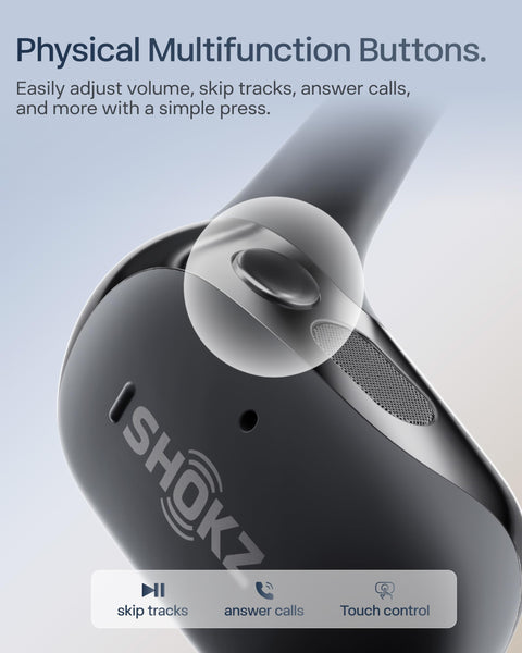 SHOKZ OpenFit 2 Open-Ear Headphones, True Wireless Bluetooth Earphones with Microphone, Earhook Earbuds with 48 Hours of Playtime, USB-C Fast Charging, IP55 Water-Resistant, with Carrying bag, Black