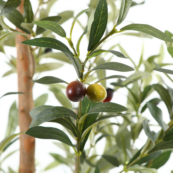 Fopamtri Artificial Olive Tree 120 cm Large Fake Plants, Artificial Silk Plants with Natural Wood Trunk and Lifelike Olive Leaves in Pot for Home,