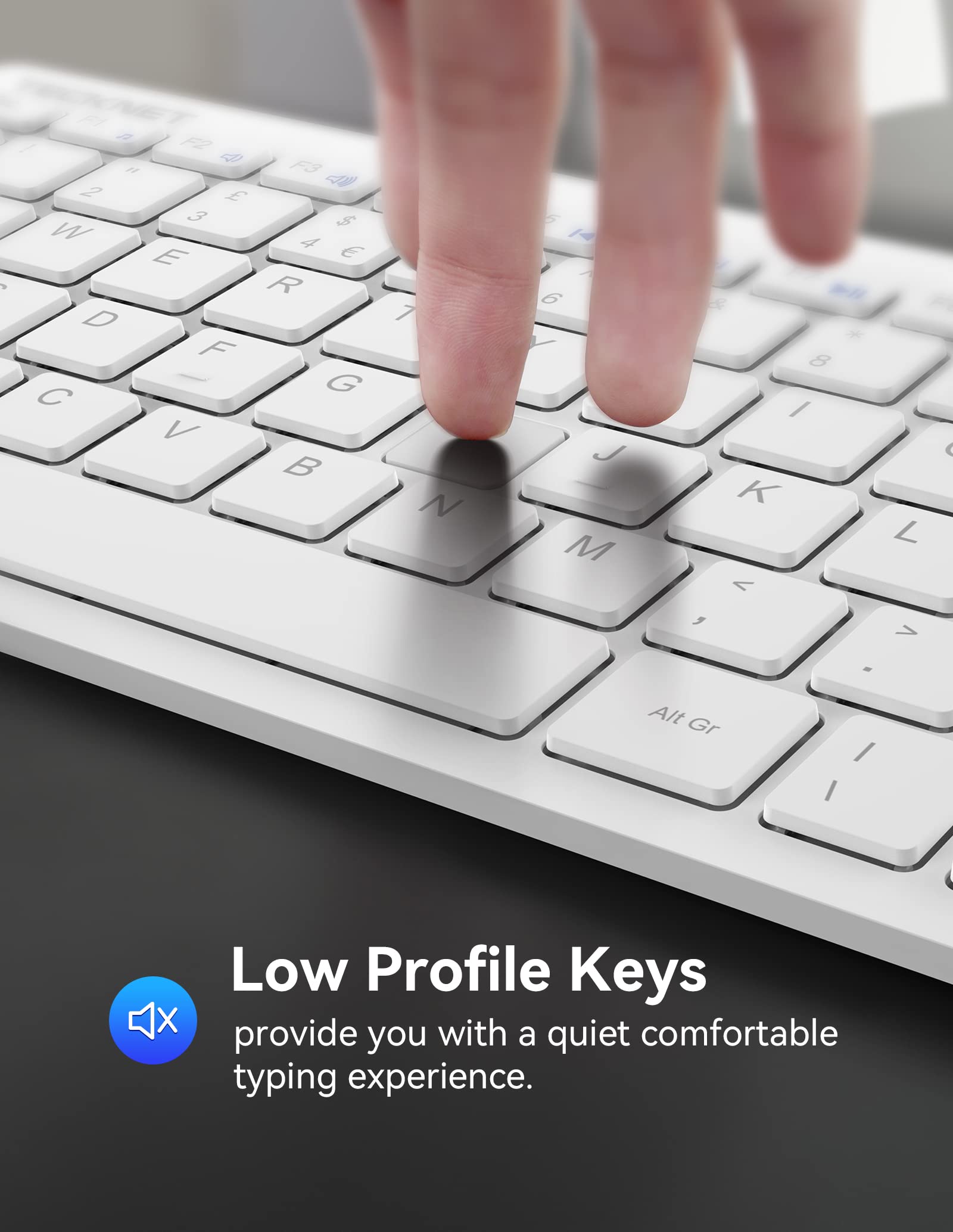 TECKNET 2.4G Wireless Keyboard For Windows/Chrome OS, UK Layout Compact Mini Keyboard, Small Silent Whisper-Quiet Keyboards with 12 months Battery Life (Pink)