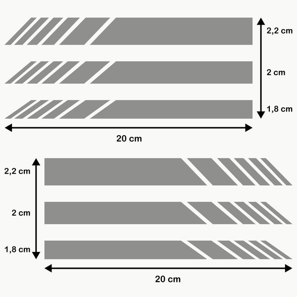 Pack 6 Units Car Rear View Mirror with Striped and Arrows Design | Rear View Mirror Adhesive with Stripes Fringes | Universal Car Mirror Stickers (Red)