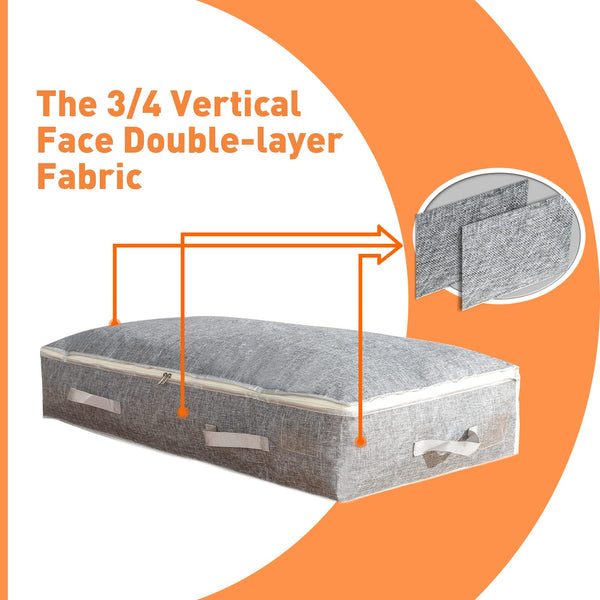 90L Under-Bed Storage Bags with Zips, Large Storage Organizer Boxes, Foldable Clothes Storage Bag, Fabric Storage Bags for Duvets, Shoes, Beddings,