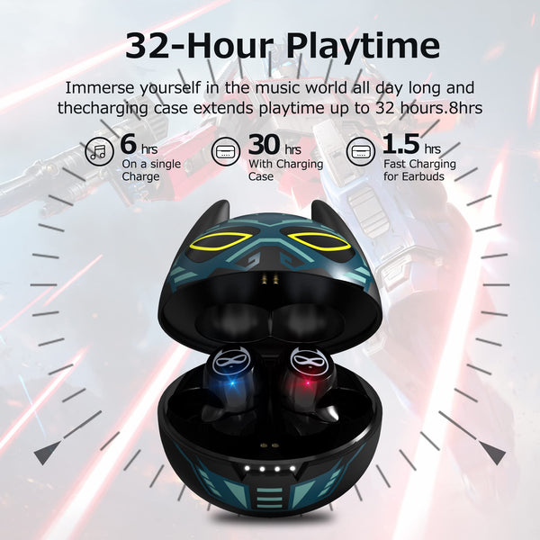 Earbuds for Kids Cute Design in-Ear Wireless Earphones for Kids Boys Adult Bluetooth 5.3 Waterproof Sport Stereo Headphones with Mic for Phone