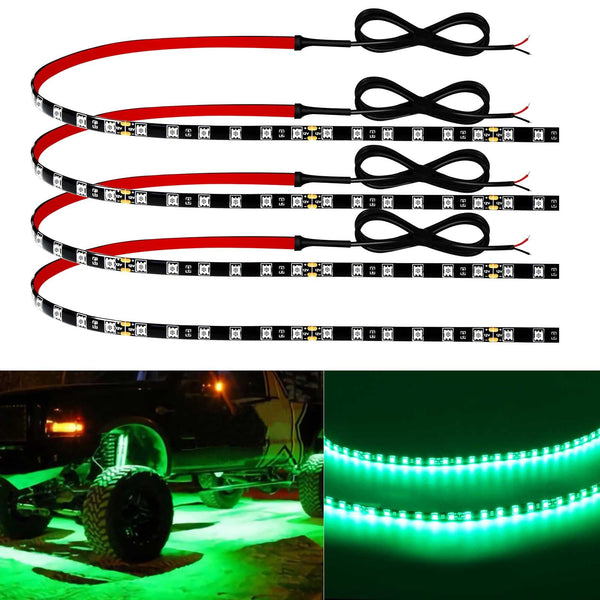 Motorbike Underglow 12V Led Strip Lights Neon Interior Car Lights Connectable Red Led Light Strips 12V for Cars Interior Lights Boat Marine Trucks 4Pack(60cm/24" Red)