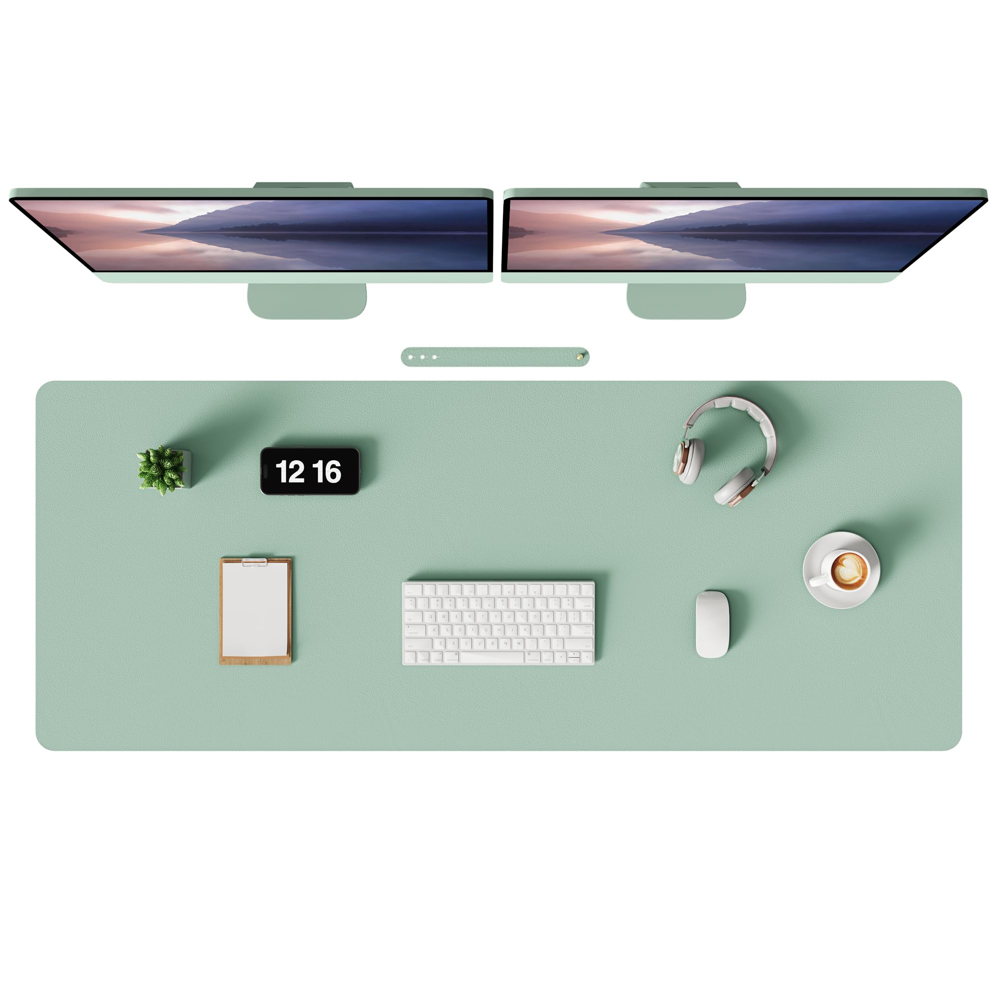 MOLMO Non-Slip Desk Mat, Waterproof Desk Pad Table Protector, Easy Clean Laptop Mat Large Mouse Pad Leather Writing Mat with Suede for Office /Home/Decor (Light Green, 60 x 35 cm)