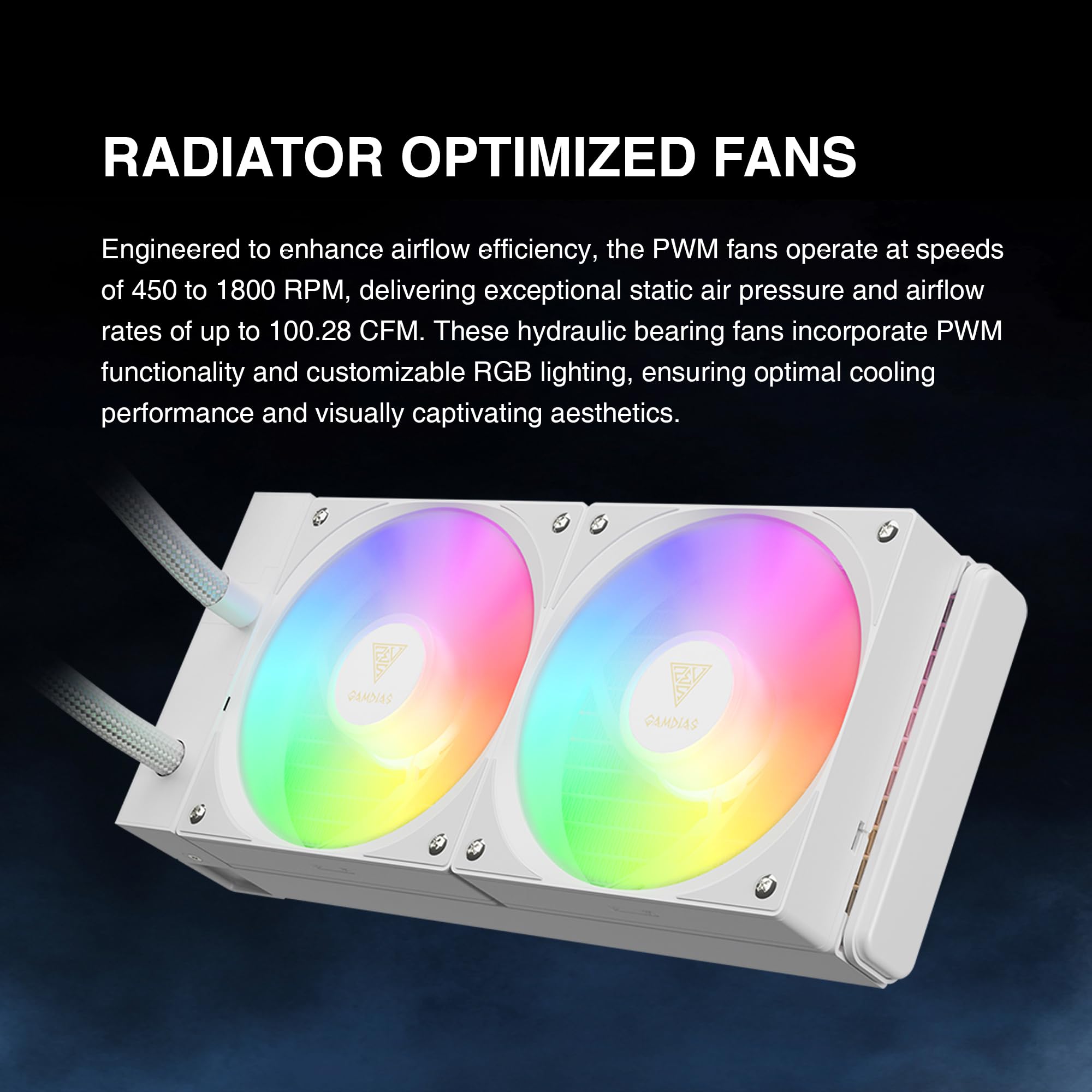 GAMDIAS CHIONE E4 240mm AIO Liquid CPU Cooler, Real-Time Digital Display Patented PWM Pump, 2 x 120mm Easy Cable Management Daisy Chained Fans w/ ARGB Sync, Intel LGA 1851/1700/1200；AMD AM5/AM4, Black