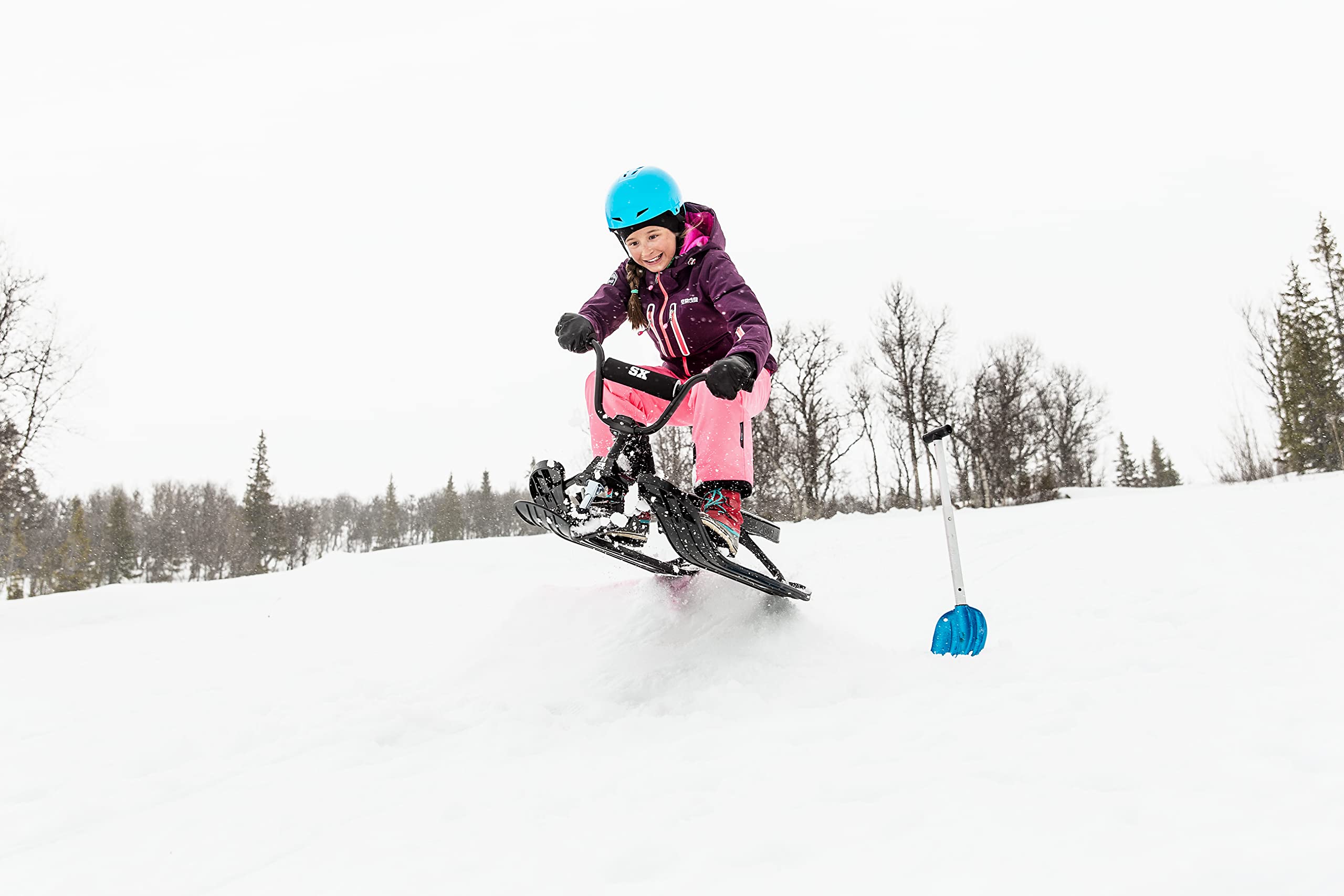 STIGA Snowracer Curve SX Racing Snow Sledge with BMX Steering Wheel and Brakes, for Children from 7 Years Old