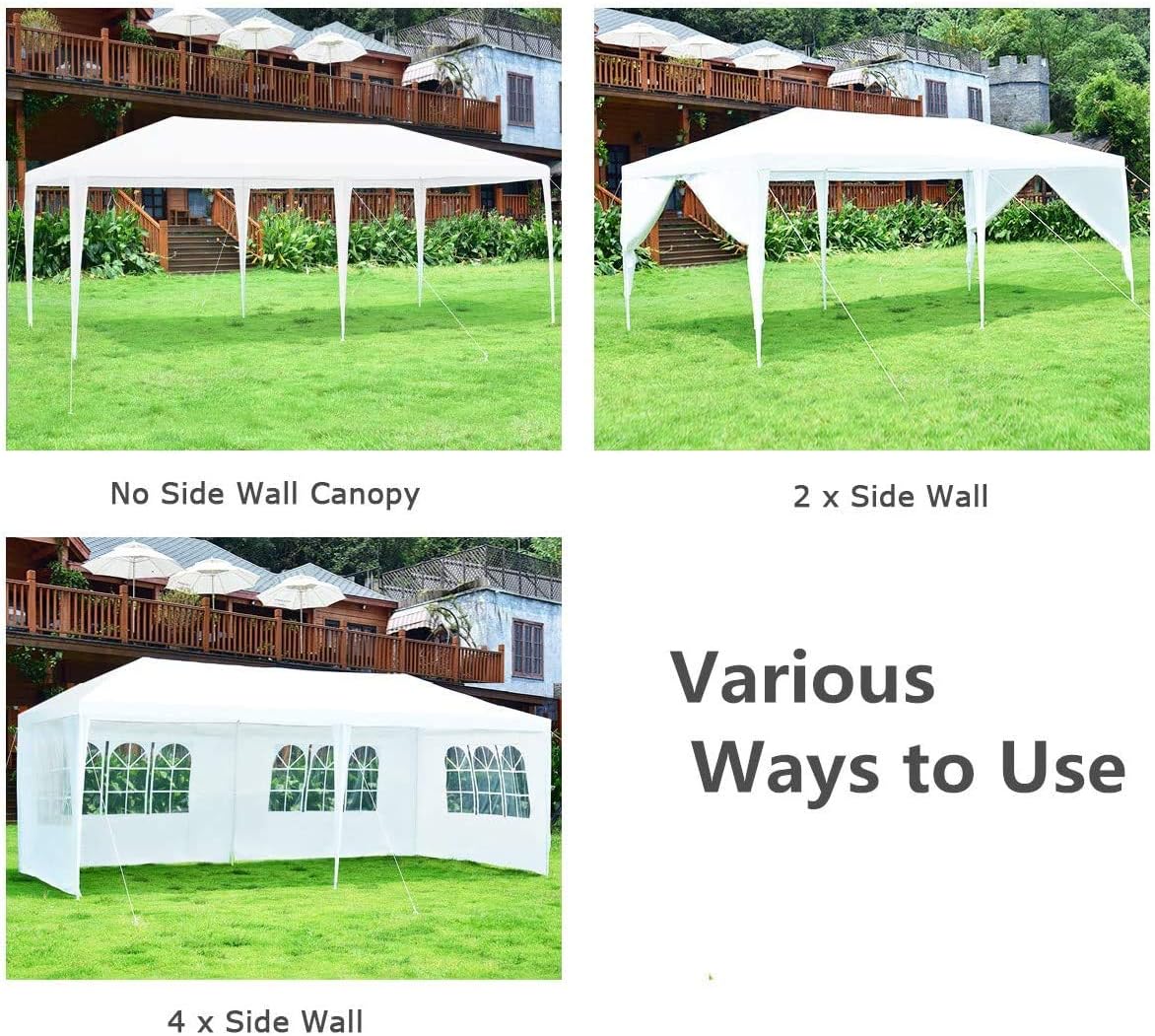 COSTWAY Garden Gazebo with Carry Bag and 4 Side Walls, Outdoor Camping Tent Canopy Wedding Party Events Marquee Shelter, 3 x 6m