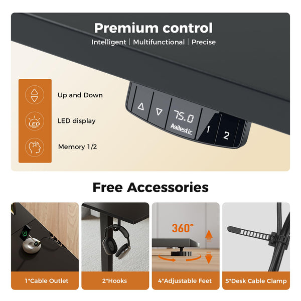 Agilestic L-Shaped Electric Standing Desk, 140cm Height Adjustable Sit-Stand Desk for Home Office, Ergonomic Computer Desk with Spliced Board, White