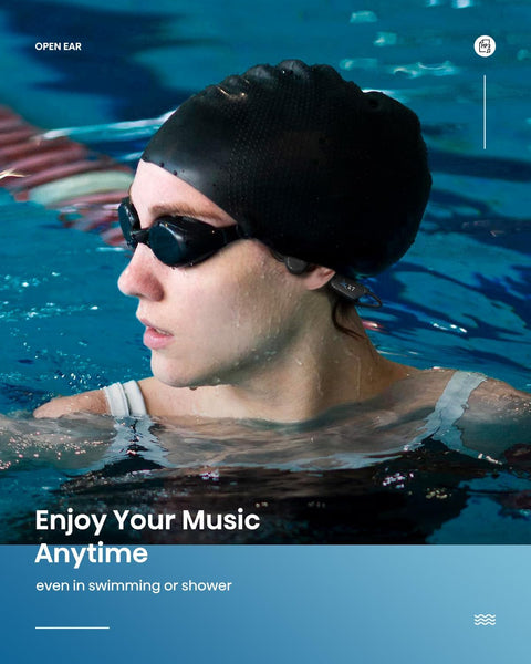 Guudsoud Swimming Headphones,Bone Conduction Headphones Bluetooth 5.3,IP68 Waterproof Open Earphones,Built-in MP3 Player 32G Memory, Wireless Sports Underwater Headphones for Swimming,Running,Cycling