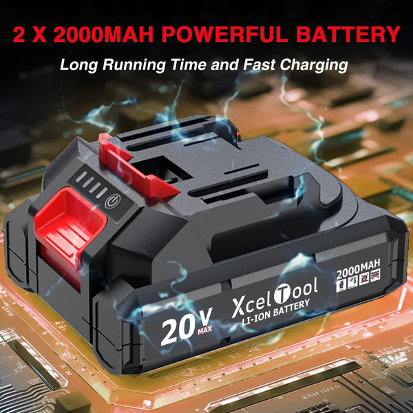 Funnyway 20V Cordless Ratchet Wrench, 3/8”Cordless Ratchet, Max Torque 80N.m, 320RPM Power Battery Ratchet with Variable Speed, Including 2 x 2.0Ah Batteries, LED Light, 6 Sockets (Red)