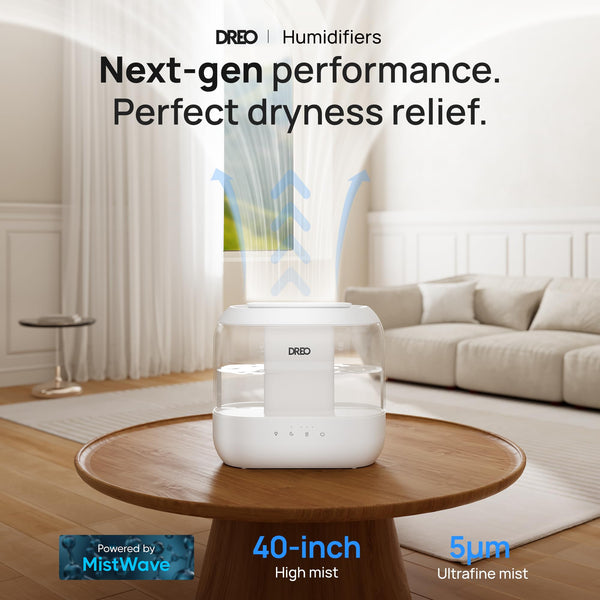 Dreo Humidifier for Bedroom, 4L Cool Mist Humidifiers for Home, 32H Runtime,Essential Oil Diffuser,28dB Quiet Humidifier for room, Night Light, Rapid