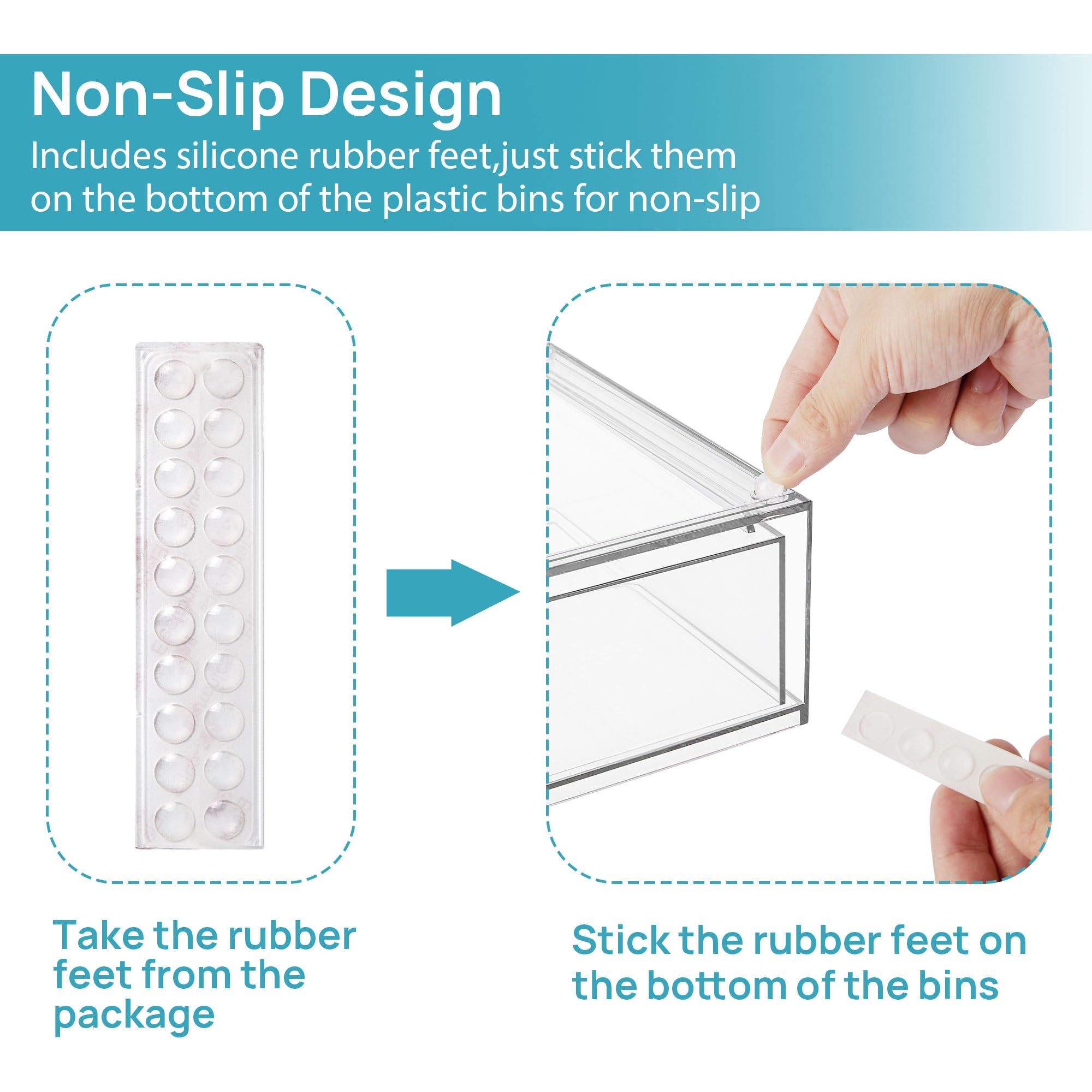 Vtopmart 4 pack Clear Stackable Storage Drawer, 4.4 Inch Tall Acrylic Bathroom Makeup Organiser, Plastic Storage box for Vanity, Under Sink, Kitchen Cupboard, Pantry, Home Organization