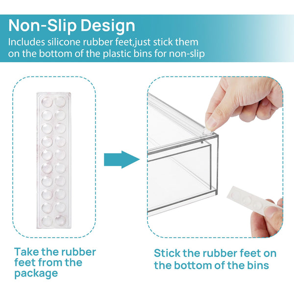 Vtopmart 4 pack Clear Stackable Storage Drawer, 4.4 Inch Tall Acrylic Bathroom Makeup Organiser, Plastic Storage box for Vanity, Under Sink, Kitchen Cupboard, Pantry, Home Organization