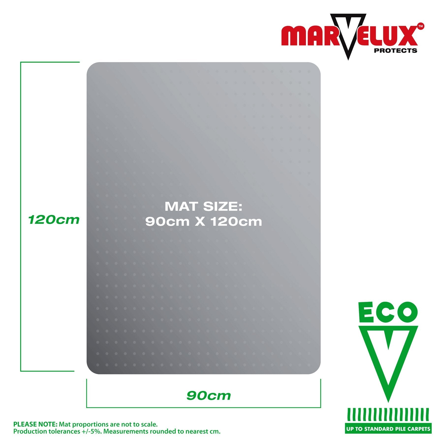 Marvelux 90 x 120cm Durable Eco Friendly Office Chair Mat for Low and Standard Pile Carpets, Rectangular Clear Enhanced Polymer Carpet Protector, Made