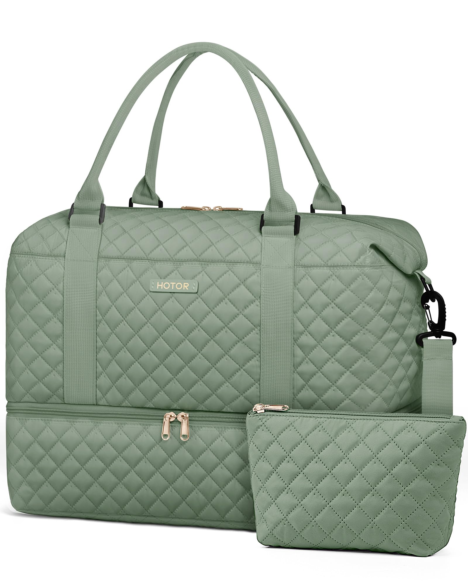 HOTOR Travel Bags for Women - Lightweight Overnight Holdall Bag, Large Carry on Luggage Weekend Bag with Shoe Compartment & Toiletry Bag, Travel Duffel Sport Gym Tote, Black, 34.0 x 45.0 x 20.0 cm