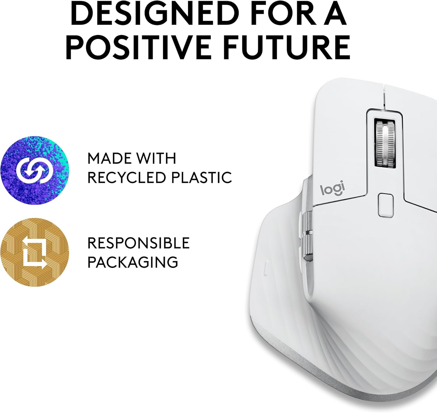 Logitech MX Master 3S for Mac - Wireless Bluetooth Mouse with Ultra-fast Scrolling, Ergo, 8K DPI, Quiet Clicks, Track on Glass, Customisation, USB-C, Apple, iPad - Pale Grey