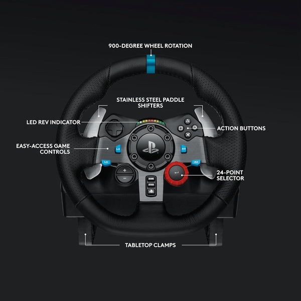 Logitech G29 Driving Force Racing Wheel and Pedals, Force Feedback, Real Leather + ASTRO A10 Gen 2 Wired Headset, Sim Steering Wheel, Pedals and Gaming Headset - For PS5, PS4, PC, Mac - Black