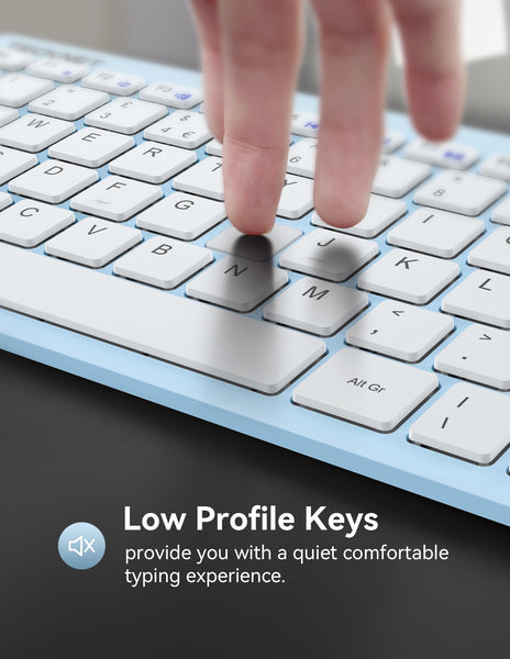 TECKNET 2.4G Wireless Keyboard For Windows/Chrome OS, UK Layout Compact Mini Keyboard, Small Silent Whisper-Quiet Keyboards with 12 months Battery Life (Pink)