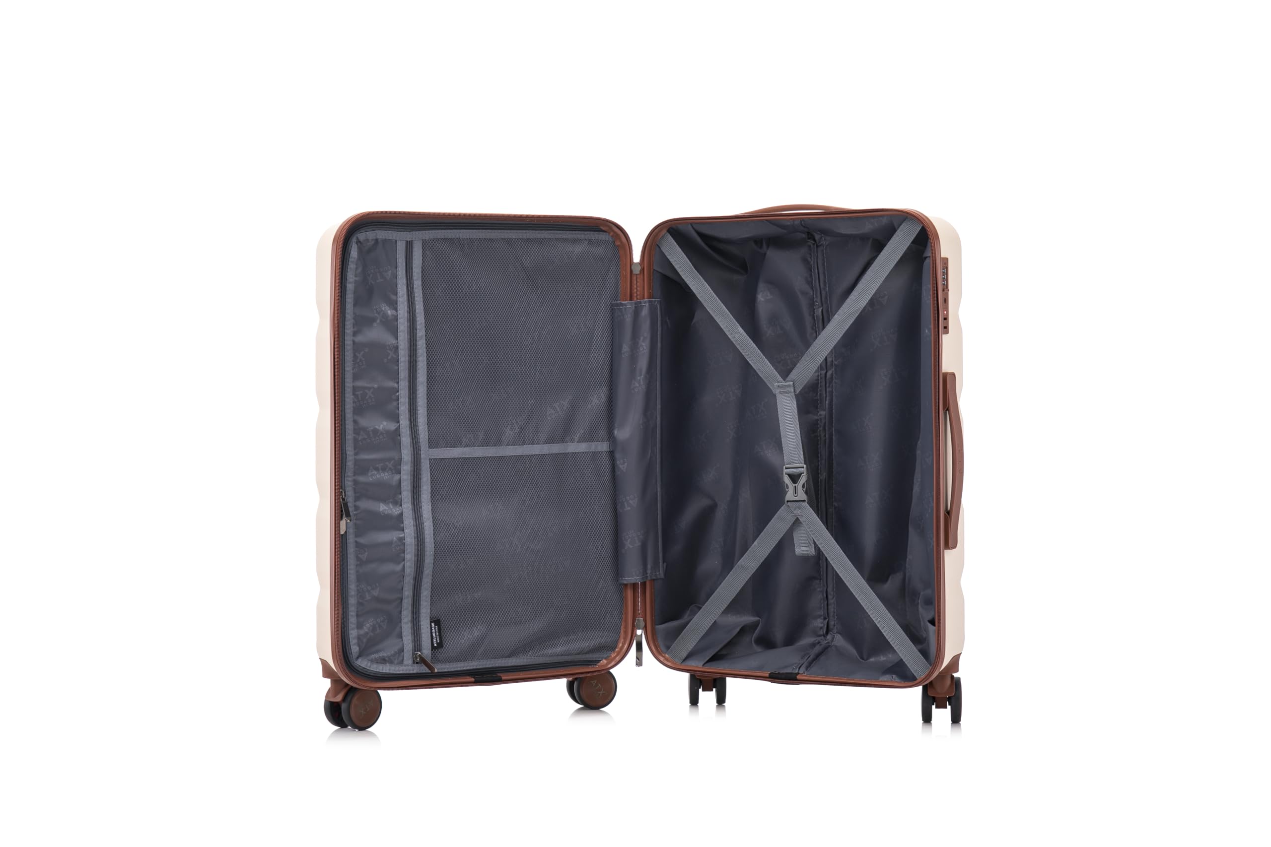 ATX Luggage Suitcase Large on 4 Dual Spinner Wheels Super Lightweight ABS Hard Shell Hold Check in with Built-in TSA Lock (Orange, 110 Liter)