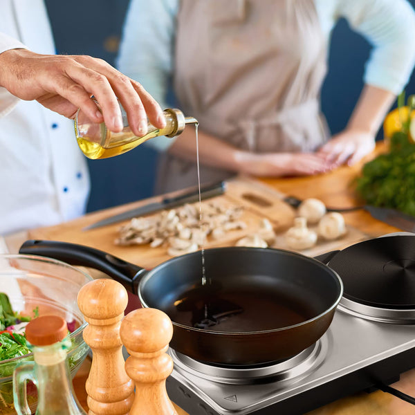 Double Hot Plate, CUSIMAX Electric Hot Plate for Cooking Portable Electric Hob, Cooktop Table Top Hob with 2 Cast Iron Portable Hob Rings Electric