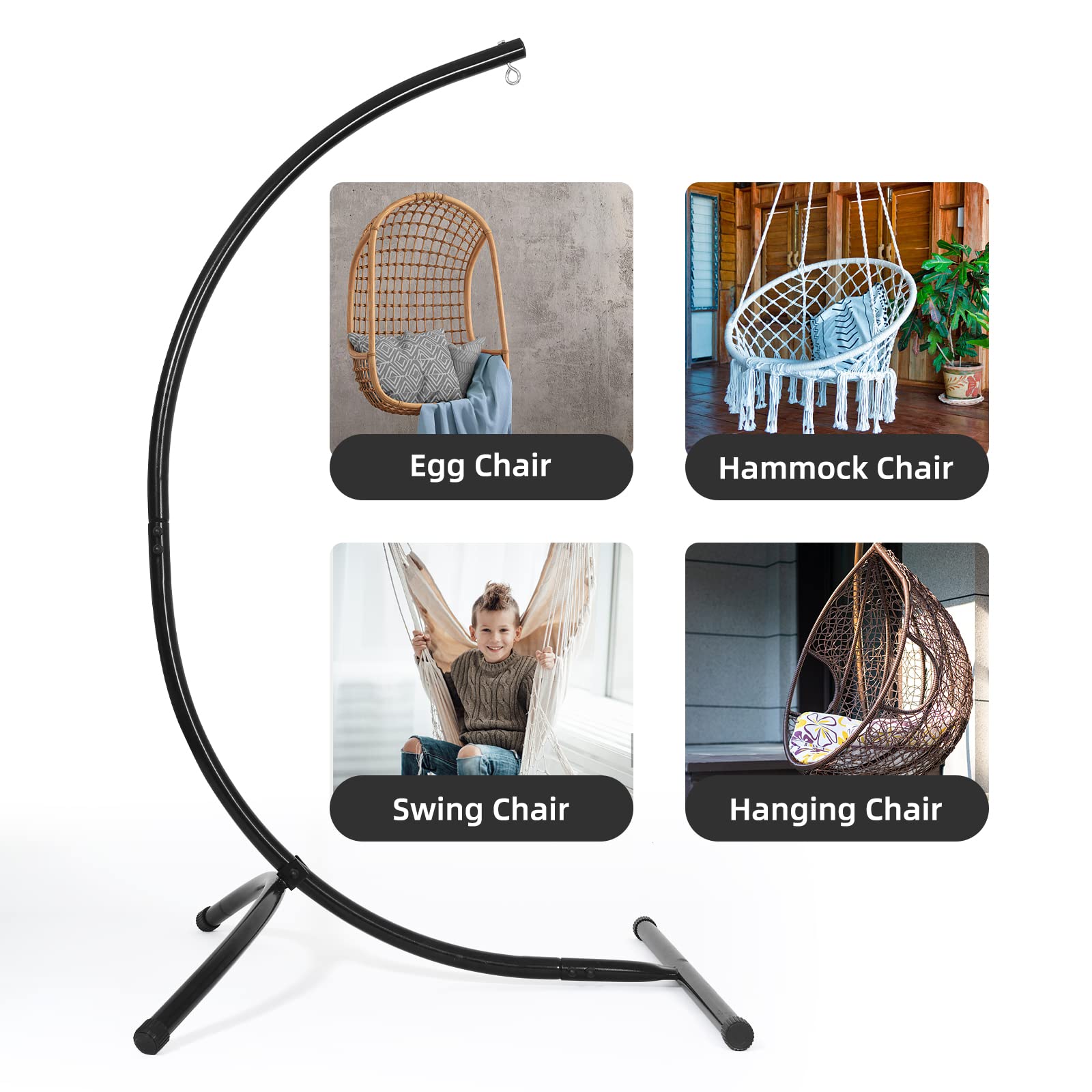 GOUTIME Hammock Chair Stand Only, C Stand for Indoor Outdoor Hanging Egg Swing Chair, Max Load 350 LBS?158KG?,hammock stand c shape,Rattan Swing Seats