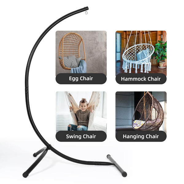 GOUTIME Hammock Chair Stand Only, C Stand for Indoor Outdoor Hanging Egg Swing Chair, Max Load 350 LBS?158KG?,hammock stand c shape,Rattan Swing Seats