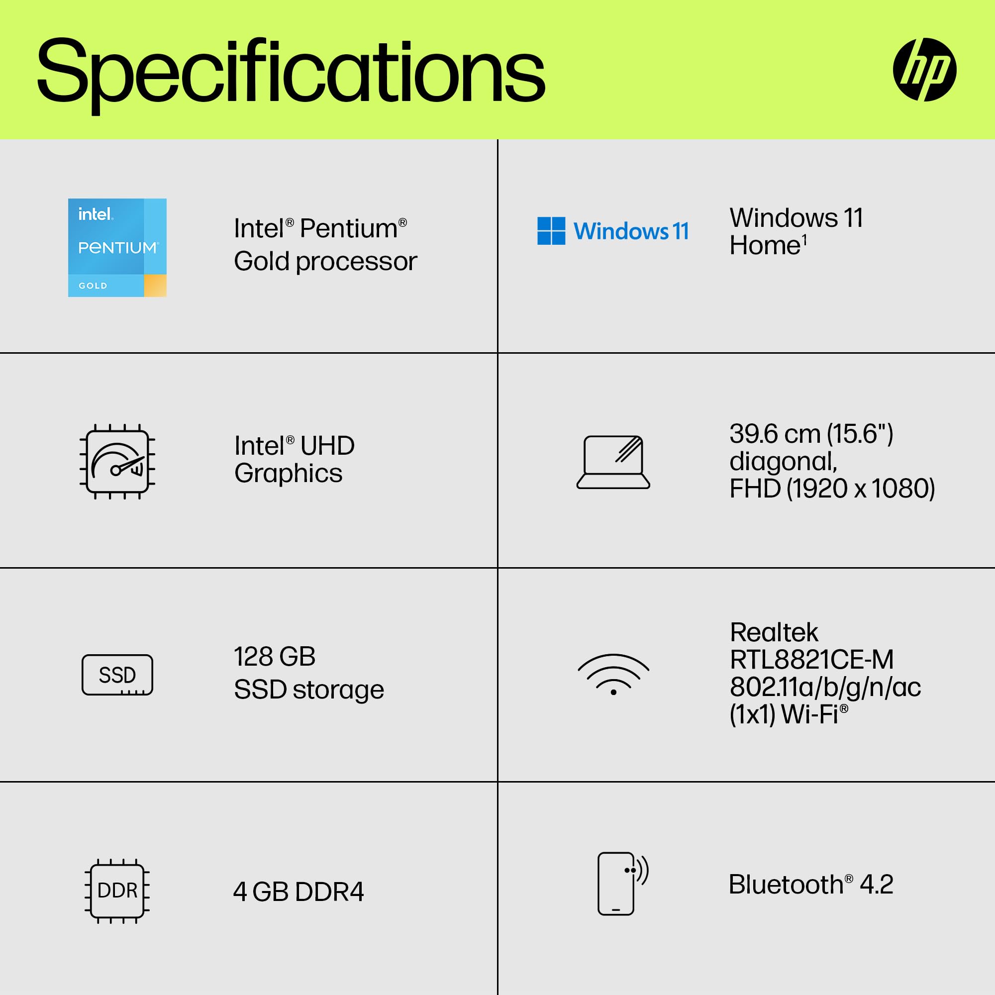 HP 15.6" Laptop | AMD Ryzen 3 7320U Processor | 8 GB RAM | 256 GB SSD | AMD Radeon Graphics | FHD Display | Up to 11hrs 15 mins battery | Win 11 | Dual Speakers | Jet Black | 15-fc0038sa