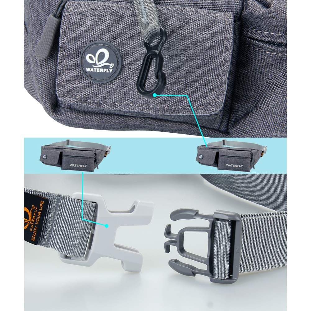 Waterfly Waist Bag Pack Slim Water Resistant Fanny Pack Travel Bum Bag Running Belt for Traveling Cycling Hiking Camping