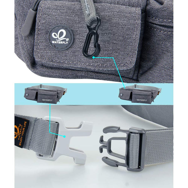 Waterfly Waist Bag Pack Slim Water Resistant Fanny Pack Travel Bum Bag Running Belt for Traveling Cycling Hiking Camping