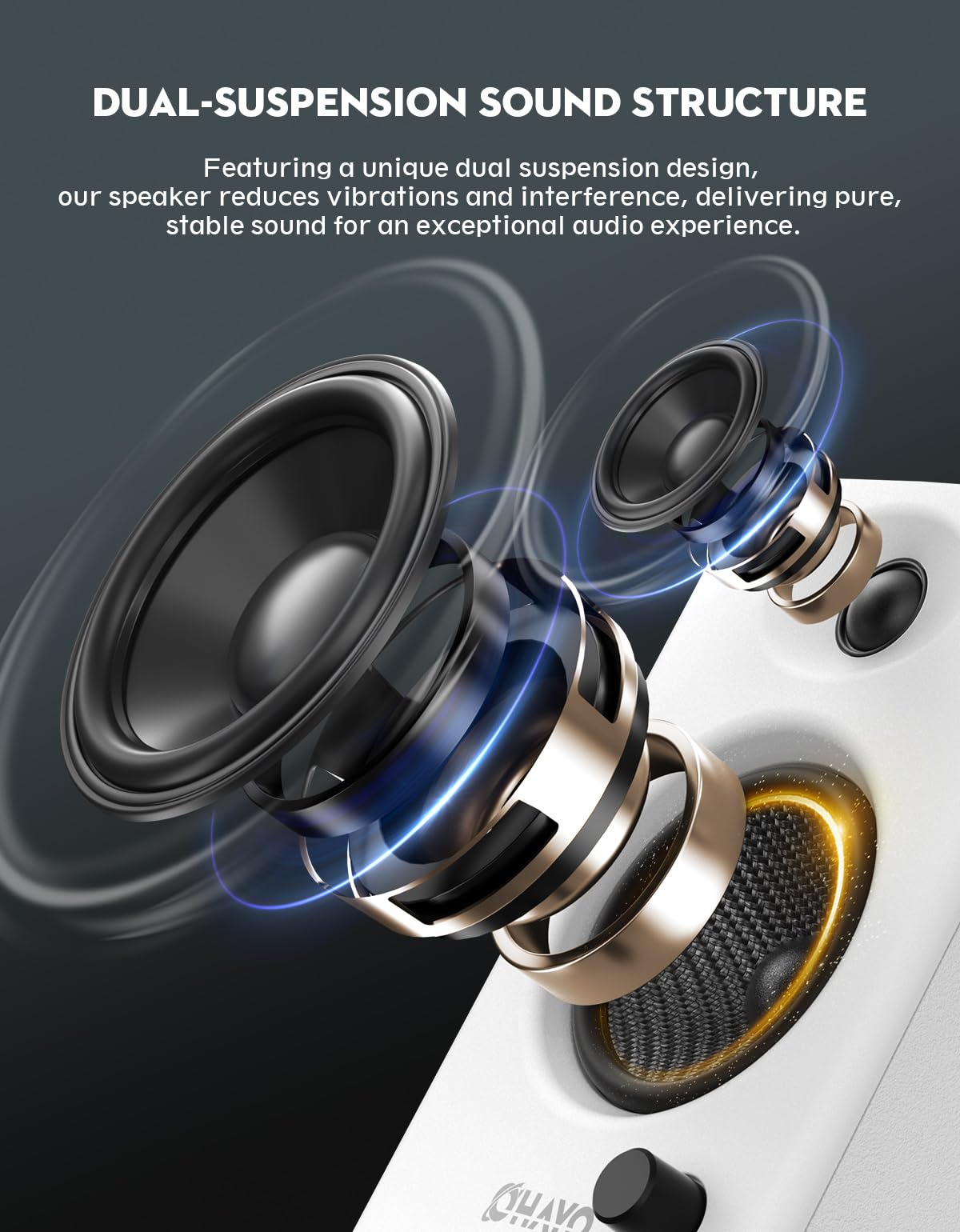 OHAYO C6 Bookshelf Speakers with 60W Peak Power, Stereo 2.0, Active Bluetooth 5.3, RCA/AUX/USB Input,Integrated Sound Card for Music and Gaming, PC Speakers for Desktop PC,TV or Laptop, Black