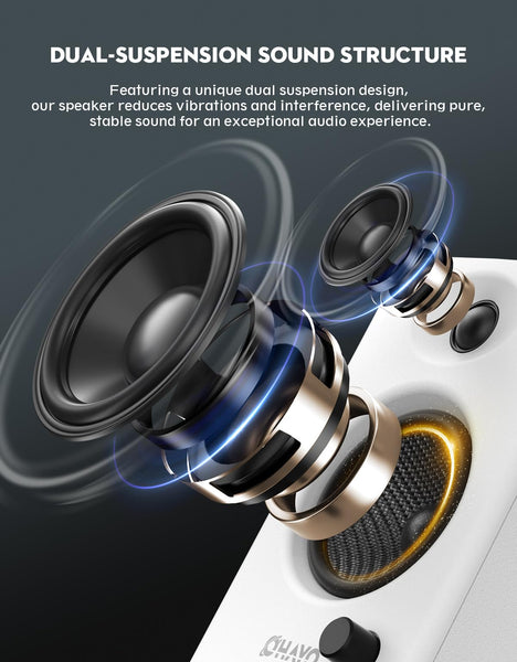 OHAYO C6 Bookshelf Speakers with 60W Peak Power, Stereo 2.0, Active Bluetooth 5.3, RCA/AUX/USB Input,Integrated Sound Card for Music and Gaming, PC Speakers for Desktop PC,TV or Laptop, Black