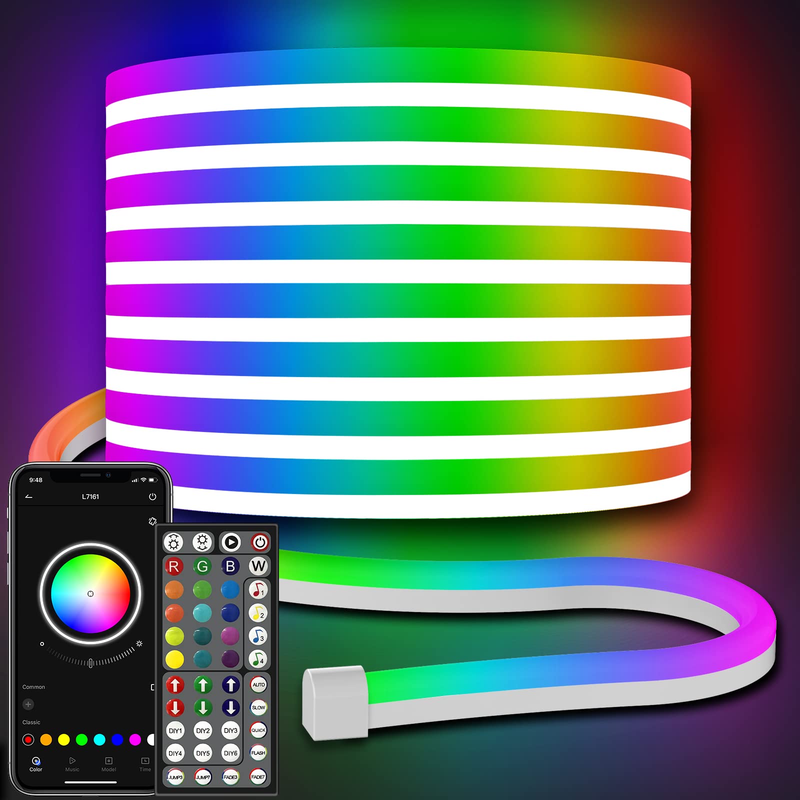 AILBTON Led Neon Rope Lights 10m Flexible Led Rope Lights,Control with App/Remote,Multiple Modes,RGB Neon Music Sync Gaming Strip for Bedroom Indoor