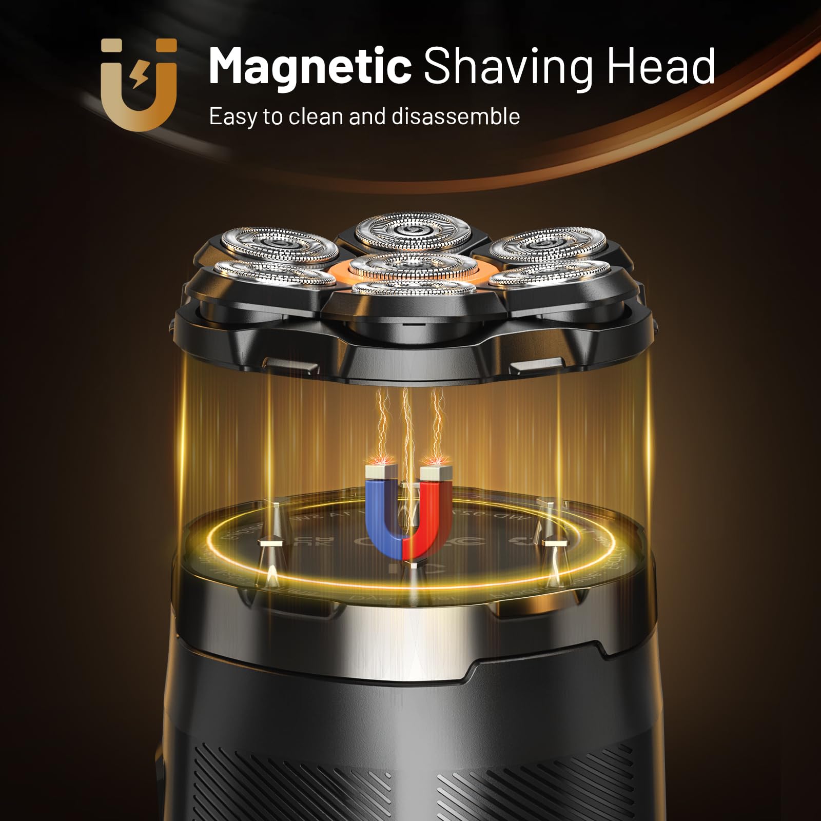 Head Shavers for Men, Dyoonoer Waterproof Cordless Head Shavers for Bald Men, Rechargeable 7D Flexible Electric Head Shaver with Magnetic Blade Head, Wet Dry Use Rotary Head Shaver with LED Display