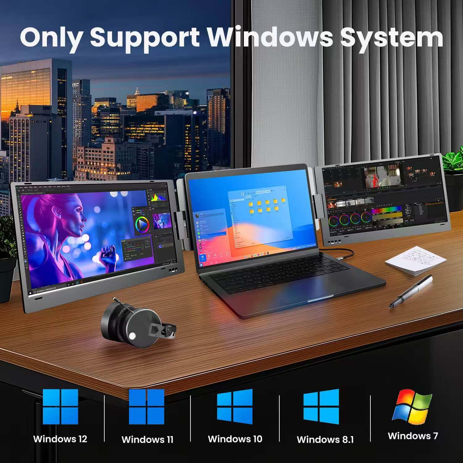 KPKUE 15.6" Laptop Screen Extender Monitor, 1080P FHD IPS Dual Portable Monitor for Laptop, Compatible with 12" -16" Laptops, Plug and Play (Windows only) X90E