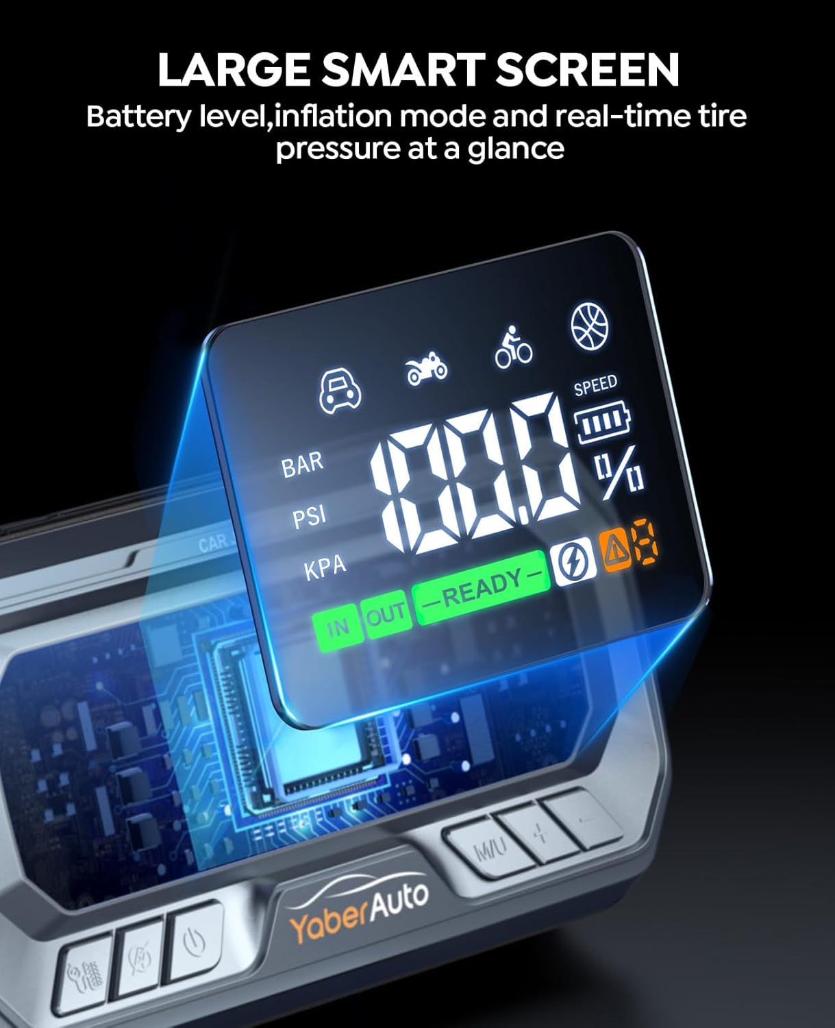 YaberAuto 10-in-1 Jump Starter Power Pack 6000A with Air Compressor 160PSI, Portable PD 65W Car Battery Jump Starter (All Gas/12L Diesel) Jumper Starter Power Bank with Jump Leads, 160W DC,600 Lumen