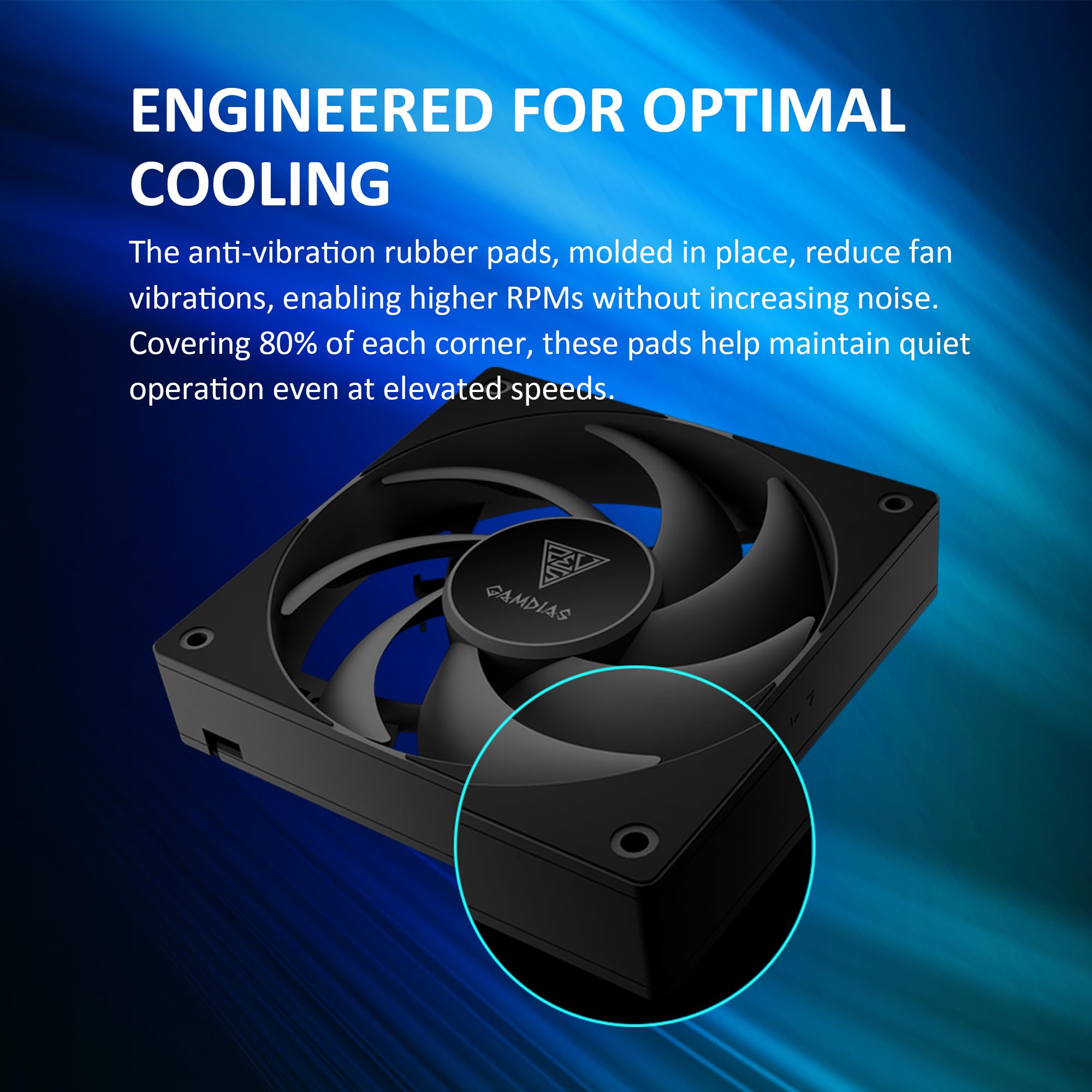 GAMDIAS NOTUS M1-1203 120mm ARGB PWM Fan (3 Pack), Include Reverse Blade x3, Daisy-Chain Connection, Closed-Loop Technology for Steady RPM on Cooler, Low-Noise Operation (Max. 1600RPM @25dBA), Black