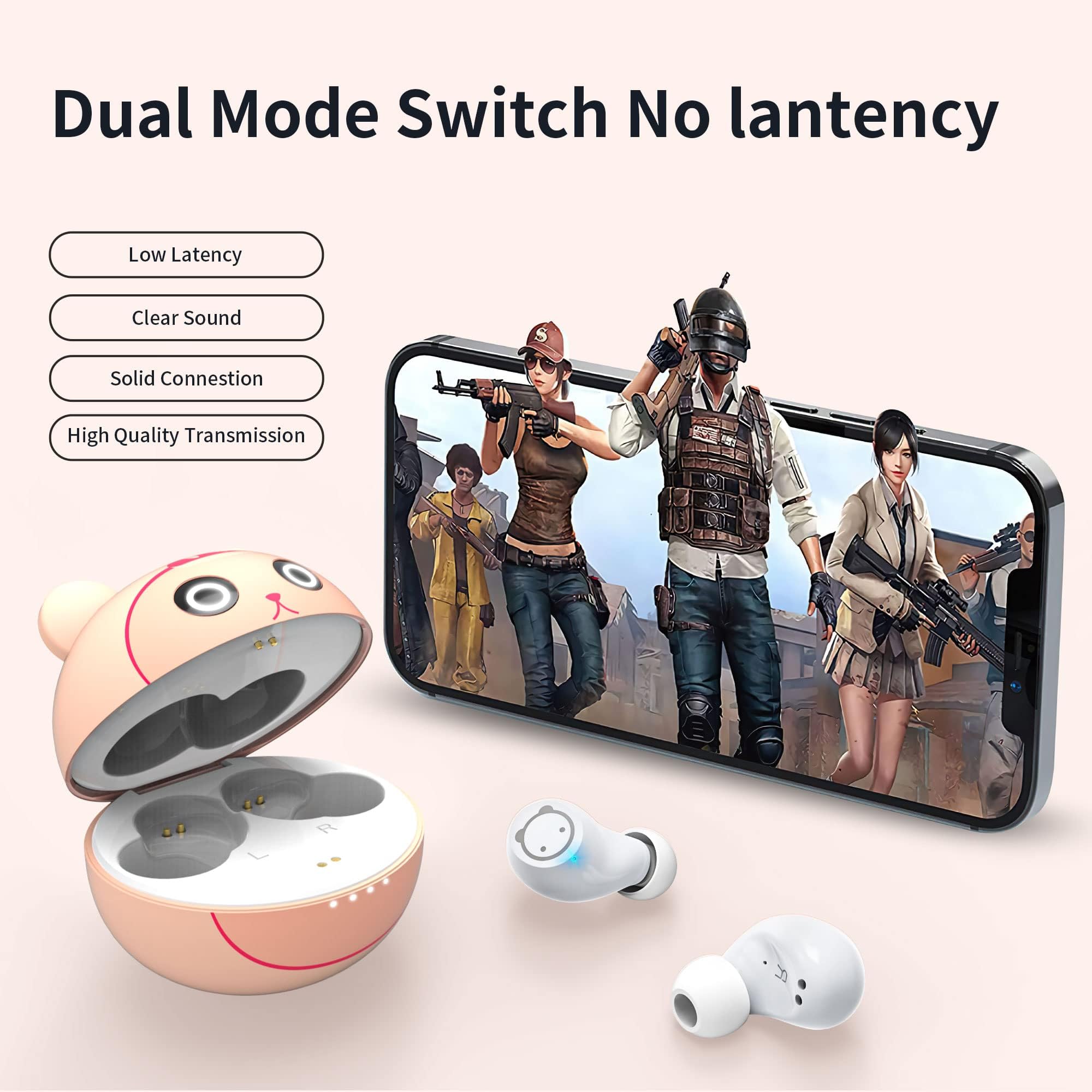 Earbuds for Kids Cute Design in-Ear Wireless Earphones for Kids Boys Adult Bluetooth 5.3 Waterproof Sport Stereo Headphones with Mic for Phone