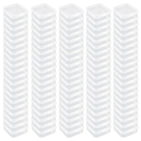Goodma 100 Pieces Square Empty Mini Clear Plastic Organizer Storage Box Containers with Hinged Lids for Small Items and Other Craft Projects (65 x 65