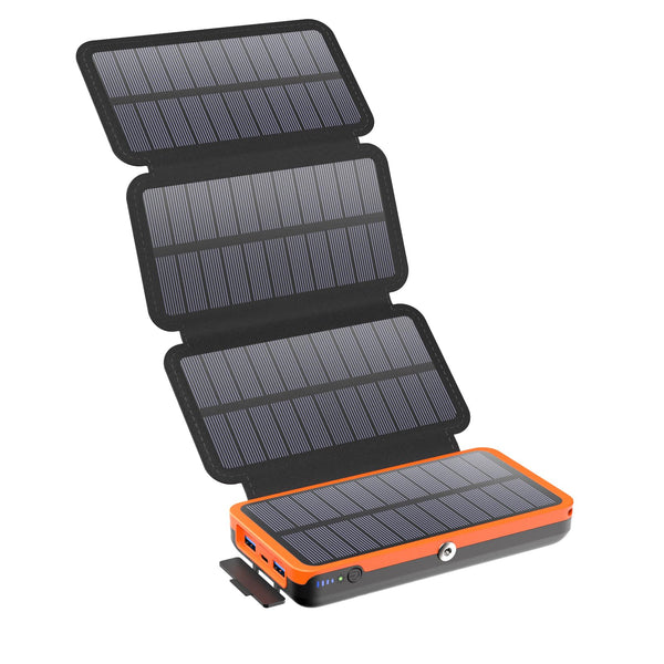 Paloceru Solar Power Bank 26800mAh - Portable Solar Charger with 4 Foldable Panels – PD QC 3.0 Fast Charging Battery Bank with USB C Output/Input - Outdoor Battery Pack with Flashlight for Camping