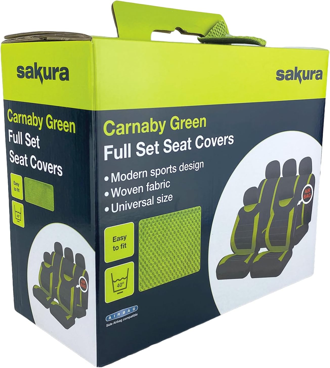 Sakura Car Seat and Headrest Covers Carnaby Blue SS5292 - Full Set Universal Size Elasticated Hems Side Airbag Compatible Washable Easy Fit