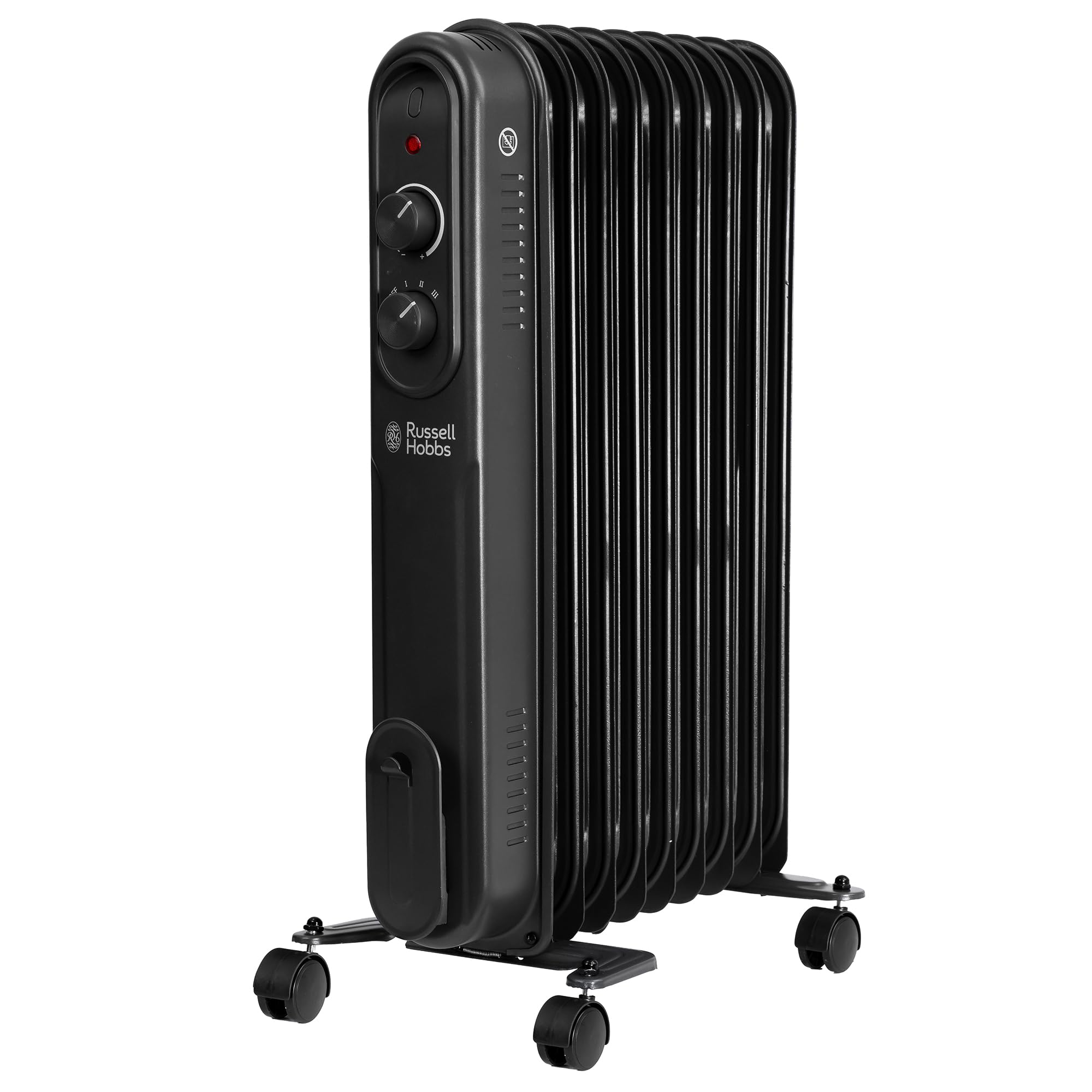 Russell Hobbs 1500W/1.5KW Oil Filled Radiator, 7 Fin Portable Electric Heater - Anthracite, Adjustable Thermostat, 3 Heat Settings, Overheat Protection, 15m sq Room Size, 2 Year Guarantee RHOFR7004A