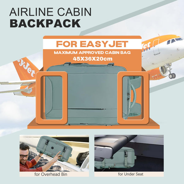 for Easyjet Cabin Bag 45x36x20, Travel Backpack with TSA Approved Clear Bag, Carry-ons Cabin Backpack for Travelling Underseat Cabin Bag Laptop Backpacks Luggage Set