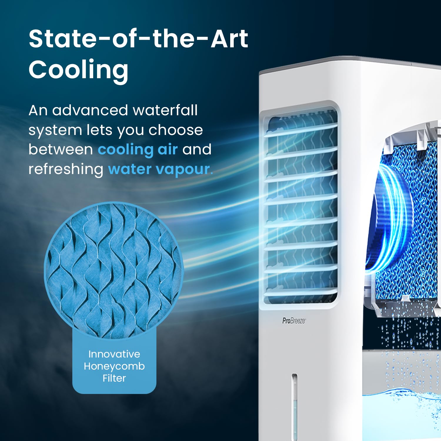 Pro Breeze 4-in-1 Air Cooler with 10 Litre Capacity, Remote Control, 3 Fan Speeds & LED Display. Powerful Evaporative Air Cooler with Built-in 7.5 Hour Timer & Automatic Oscillation for Home & Office