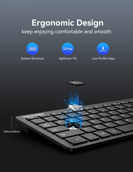 TECKNET 2.4G Wireless Keyboard For Windows/Chrome OS, UK Layout Compact Mini Keyboard, Small Silent Whisper-Quiet Keyboards with 12 months Battery Life (Pink)