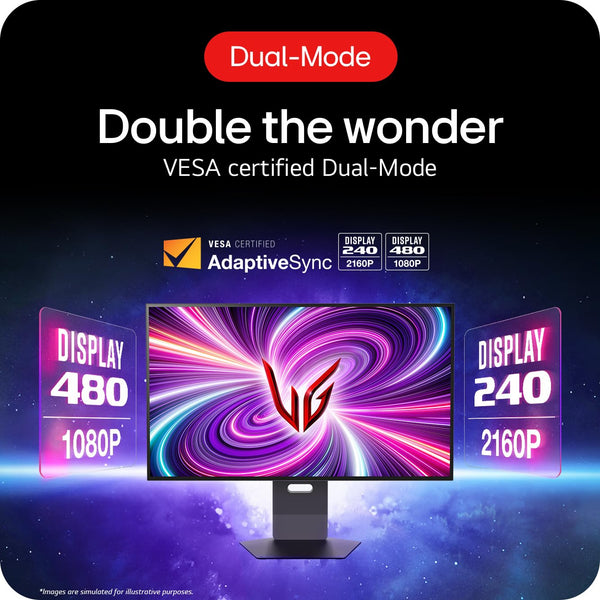 LG UltraGear OLED Gaming Monitor 32GS95UV-B, 32 inch UHD 4K, Dual mode 4K: 240Hz / FHD: 480Hz, 0.03ms Response Time, NVIDIA G-Sync & AMD FreeSync Premium Pro, 7W Stereo speakers, DisplayPort, HDMI 2.1