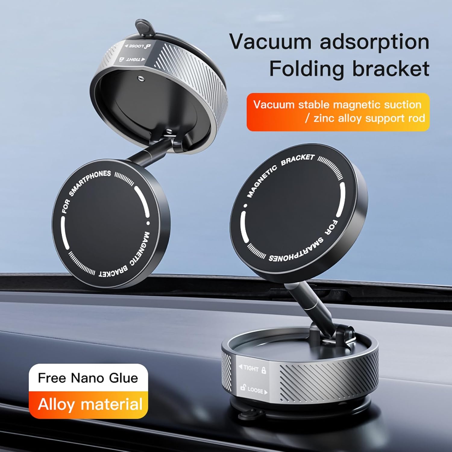 XIANGBIN New Vacuum Magnetic Phone Holder, 360° Rotating Adjustable and Foldable Suction Cup Phone Holders, Stand Magnetic Phone Holder for Car/Gym/Mirror/Smooth Surface