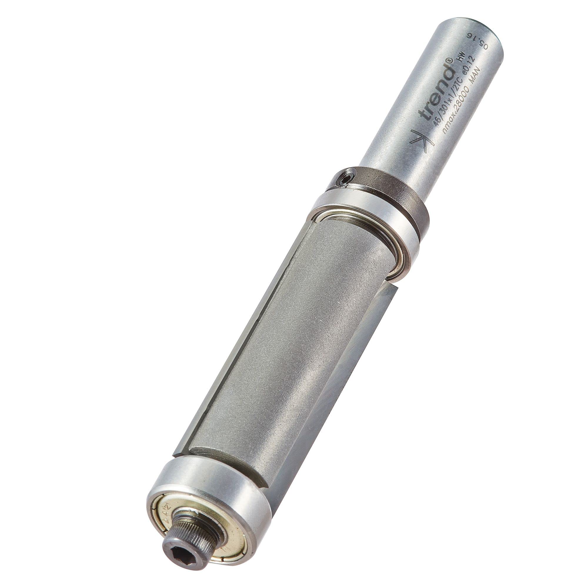 Trend Professional Guided Trimmer, 1/2 Inch Shank, 12.7mm Cut Diameter, 50mm Cut Length, Tungsten Carbide Tipped, 46/23X1/2TC