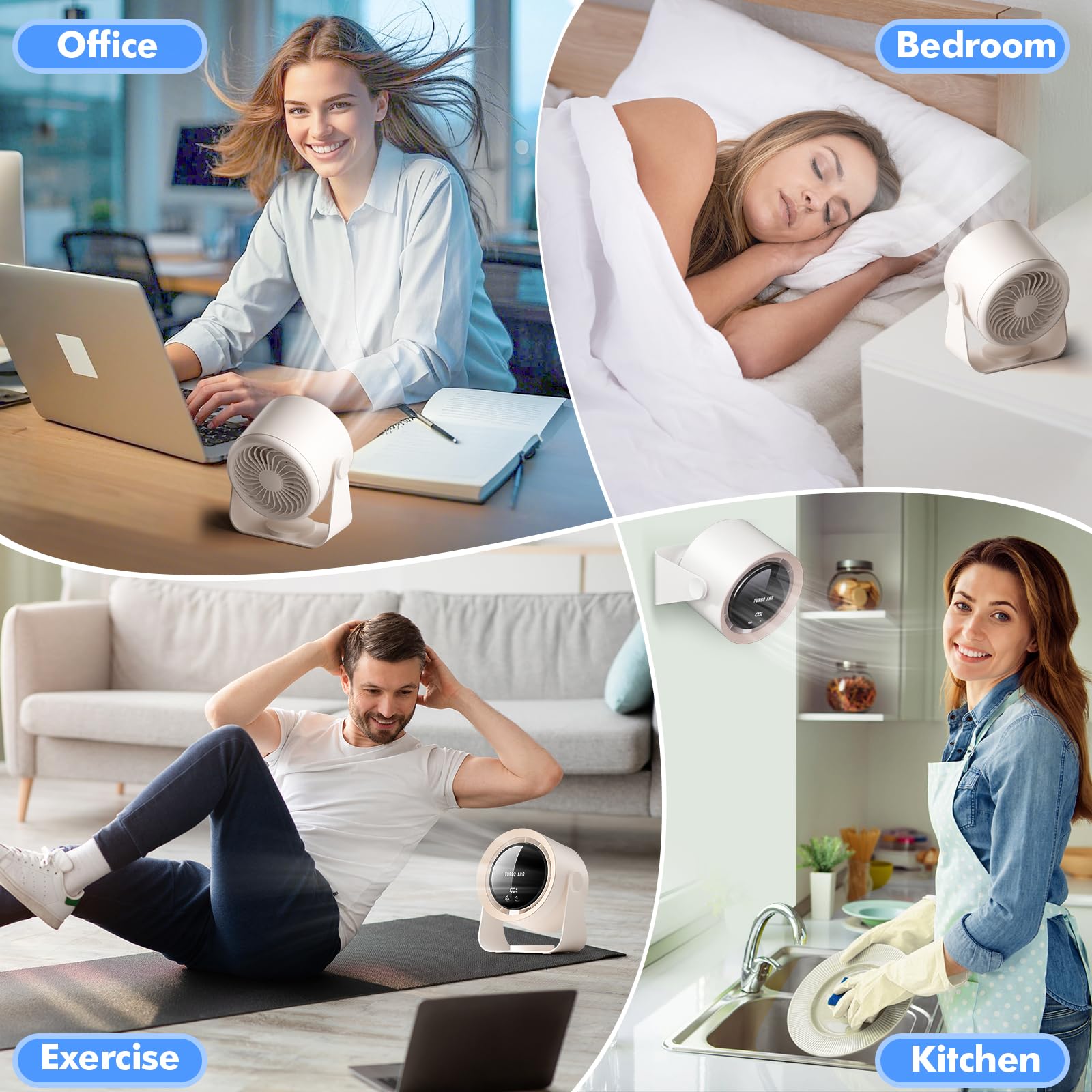 yokye Desk Fan, USB Desktop Fan with LED Display & Long Battery Life, 100 Speeds, 90° Adjustable Head Tilt, 3-in-1 Powerful Table Fan for Bedroom, Kitchen, Office, Home,Camping (Dark Gray)